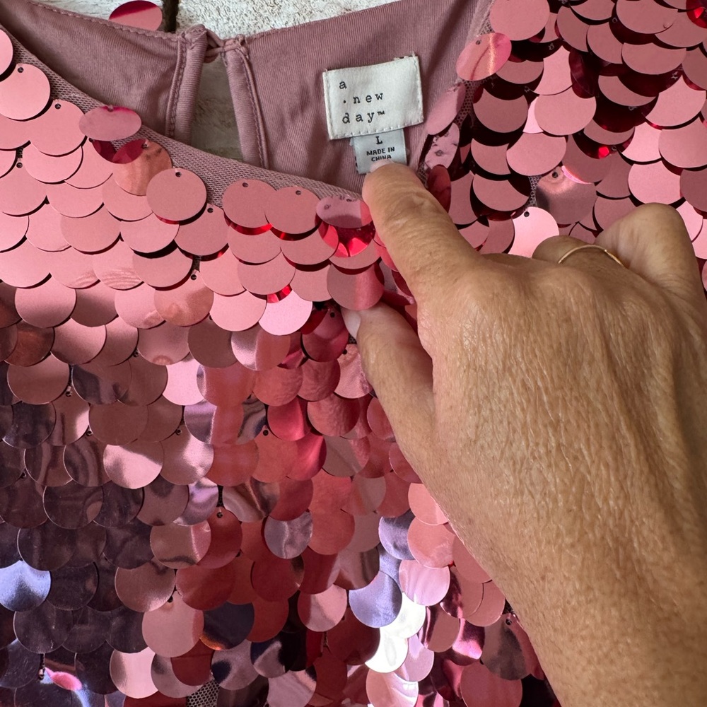 A New Day Pink Sequin Top - Picture 3 of 5